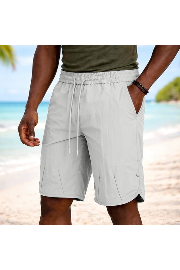 Summer Running Shorts for Men 7 Inch Side Split Loose Lightweight Athletic Shorts Drawstring Track Shorts