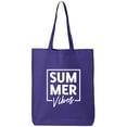 thumbnail image 1 of Summer "SUM MER Vibes" Cotton Canvas Tote Bag, 1 of 1