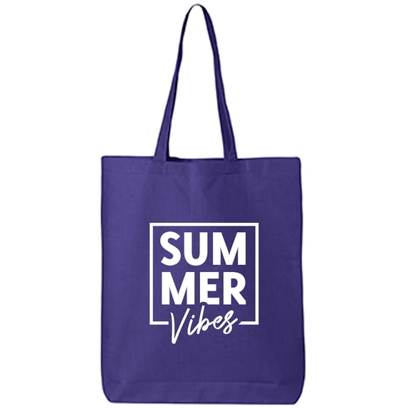 Summer "SUM MER Vibes" Cotton Canvas Tote Bag