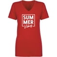 thumbnail image 1 of Summer "SUM MER Vibes" Womens V-Neck T-Shirt, 1 of 2