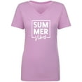 thumbnail image 1 of Summer "SUM MER Vibes" Womens V-Neck T-Shirt, 1 of 3