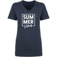 thumbnail image 1 of Summer "SUM MER Vibes" Womens V-Neck T-Shirt, 1 of 2