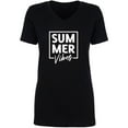 thumbnail image 1 of Summer "SUM MER Vibes" Womens V-Neck T-Shirt, 1 of 2