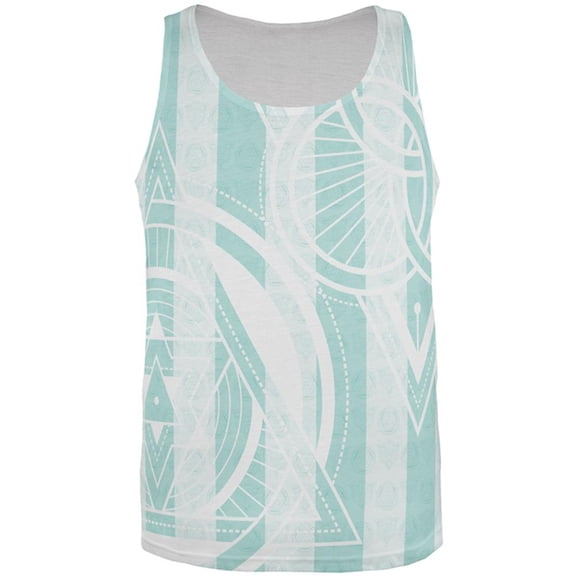 Summer Sacred Geometry Teal Stripes All Over Mens Tank Top Multi SM