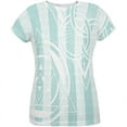 thumbnail image 1 of Summer Sacred Geometry Teal Stripes All Over Womens T Shirt Multi LG, 1 of 2