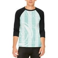 thumbnail image 1 of Summer Sacred Geometry Teal Stripes Mens Raglan T Shirt, 1 of 2