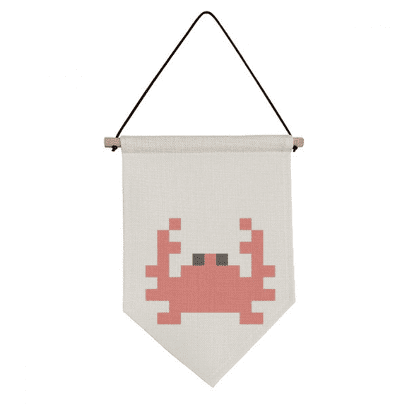Summer Sail Little Crab Pixel Canvas Flag Hanging Wall Art Decor Banner
