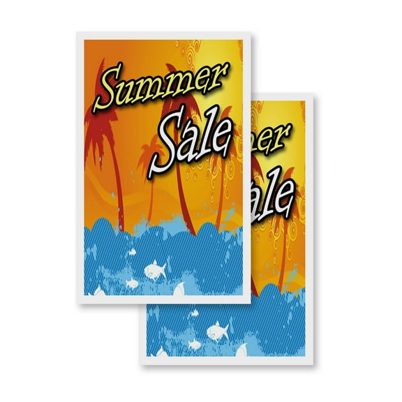 Summer Sale (2-PACK) 24" x 36" Vinyl Decals | Sign Insert Peel & Stick Decals Stickers Window Signs