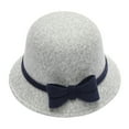 thumbnail image 1 of Summer Sales Under $5 Gray2 Cloche Hat GIJNRIUIUA Women Felt Beret Hat with Pearl Detail Elegant Winter Hat Autumn and Winter Bow Knot Round Top Casual Fisherman's Basin Cap Small Bowler Hat, 1 of 3