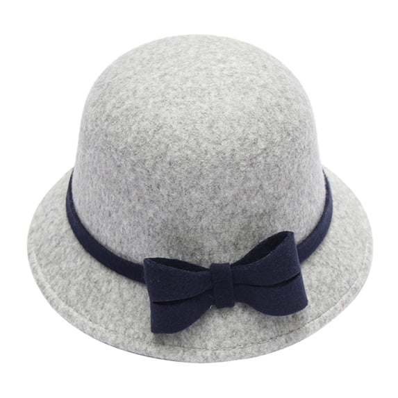 Summer Sales Under $5 Gray2 Cloche Hat GIJNRIUIUA Women Felt Beret Hat with Pearl Detail Elegant Winter Hat Autumn and Winter Bow Knot Round Top Casual Fisherman's Basin Cap Small Bowler Hat