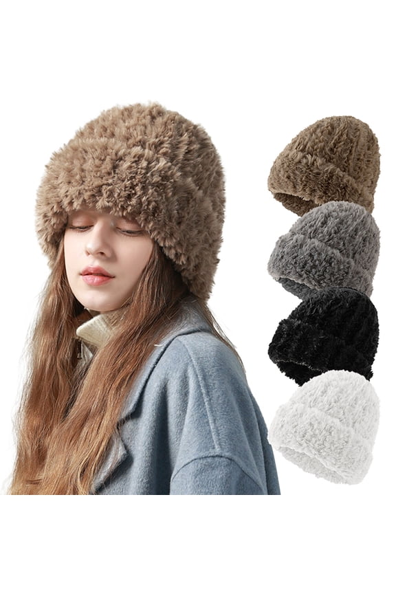 Summer Sales Under $5 Grey Beanie Hat GIJNRIUIUA Women's Soft Plush Cap Lazy Type Elastic Hat for Daily Wear and Warm In Autumn and Winter Muslim Hat Women