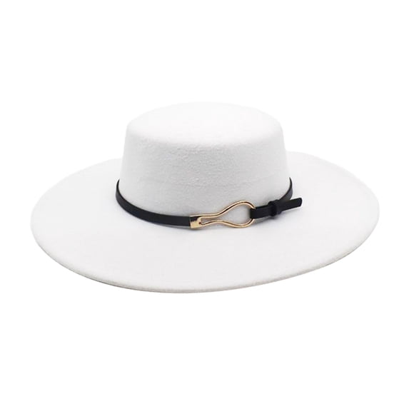Summer Sales Under $5 White Brim Fedora Hat GIJNRIUIUA Hats for Men Women Elegant Winter Bucket Hat 1920S Cloche Bowler Hats Velour Bowler Hat Flat Top Hats Wide Brim Hats with Buckle Decoration