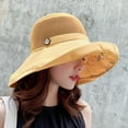 thumbnail image 1 of Summer Sales Under $5 Yellow Sun Hat Women GIJNRIUIUA Women's Sun Hat Women's Hat Spring and Summer Mesh Pattern Clasp Basin Hat Outdoor Sun Visor Hat Summer Hats, 1 of 3