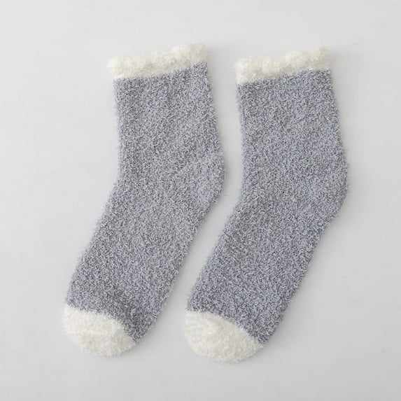 Summer Sales CNJKEHIUV Under $5 Women's Fuzzy Gripper Socks, Plush Fluffy Cozy Winter Non Slip Sleep House Socks Grey One Size 1 Pair