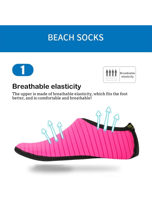 Summer Sales CNJKEHIUV Under $6 Unisex Barefoot Water Socks, Quick Dry Anti-Slip Aqua Socks for Beach Yoga Swim Hot Pink XL 1 Pair