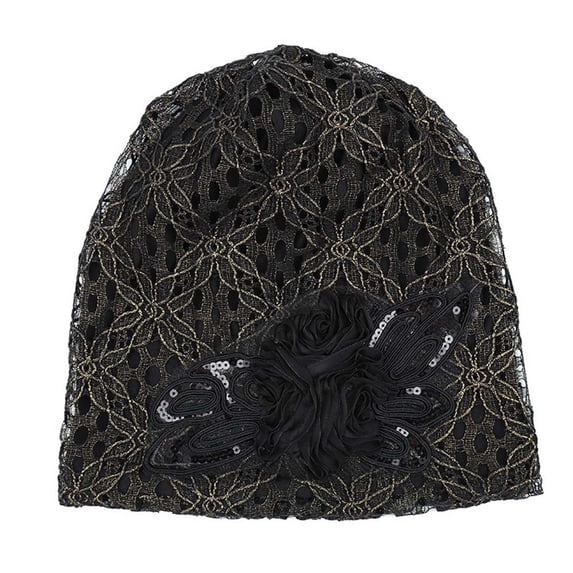 Summer Sales Under $5 Black Cooling Skull Caps for Men Women GIJNRIUIUA Lace Head Flower Slouchy Cap Women Baggy Hat Turban Baseball Caps Beret Hat