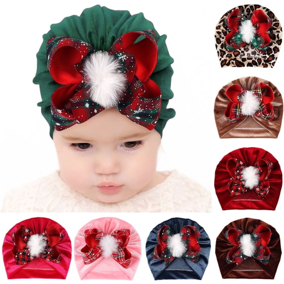Summer Sales Under $5 Brown Undercap Under Scarf for Women GIJNRIUIUA Christmas Big Bow Turban Hats Bohemia Cap Girls Headwear Bun Knot Beanie