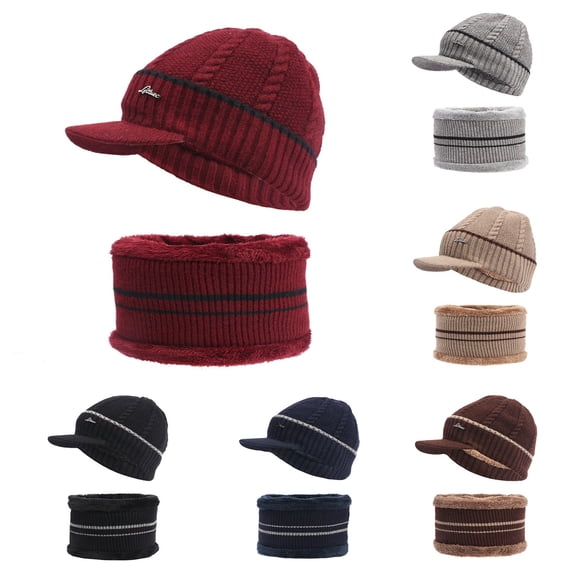 Summer Sales Under $5 Coffee Knit Cuffed Cap GIJNRIUIUA Knit Warm Hood Velvet Riding Men's Plus Suit Hat Cap Bib Hat Baseball Caps Headscarf Beanie
