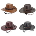 thumbnail image 1 of Summer Sales Under $5 Coffee Sun Hat Women GIJNRIUIUA Leather Cowboy Hat for Men & Women Wide Brim Western Style Hat with Beaded Cowboy Hat, 1 of 3