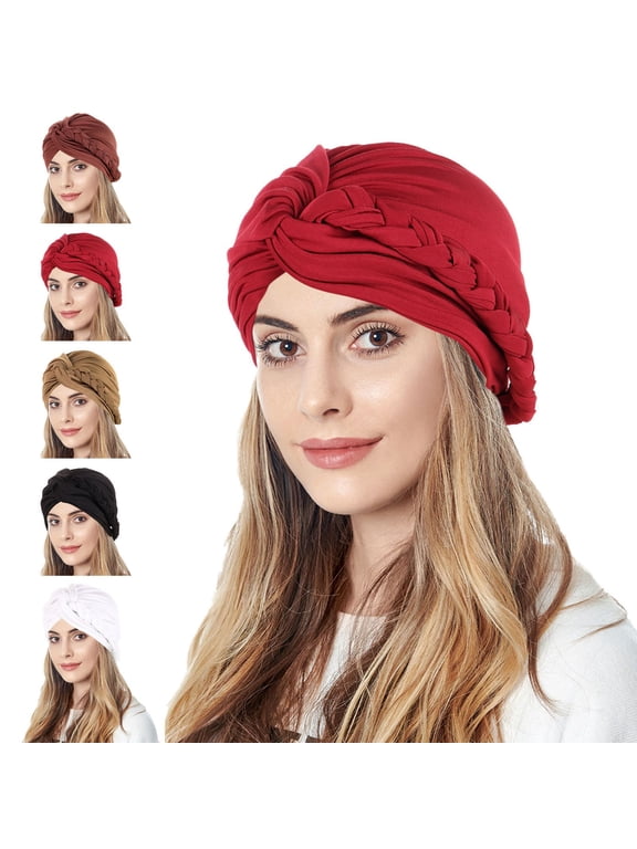 Summer Sales Under $5 Khaki Summer Hats for Women Men GIJNRIUIUA Women Braid Turban Hats Hat Cap Bonnet Head Scarf Wrap Cover Beret Hats