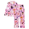 thumbnail image 1 of Summer Sales Womens Pajama Sets Loose Fall Mixed Sleeve Button Print Loungewear Halloween Pajama Sets for Women 2 Piece, 1 of 2