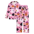 thumbnail image 1 of Summer Sales Womens Pajama Sets Loose Fall Mixed Sleeve Button Print Loungewear Halloween Pajama Sets for Women 2 Piece, 1 of 2
