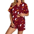thumbnail image 1 of Summer Sales Womens Pajama Sets Satin Fall Pumpkin Print Short Sleeve Button Loungewear Halloween Pajama Sets for Women 2 Piece, 1 of 4