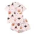thumbnail image 1 of Summer Sales Womens Pajama Sets Satin Funny Pumpkin Print Fall Matching Loungewear Halloween Pajama Sets for Women 2 Piece, 1 of 7