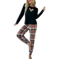 thumbnail image 1 of Summer Sales Womens Pajama Sets Soft Heart Print Long Sleeve Matching Loungewear Christmas Pajama Sets for Women 2 Piece, 1 of 7