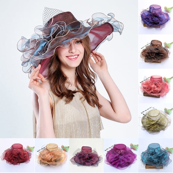 Summer Sales under $10 Hot Pink Beach Sun Hat GIJNRIUIUA Women's Church Fascinator Cap Tea Wedding Hat Fishing Hat