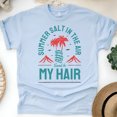 thumbnail image 1 of Summer Salt in the Air Sand in My Hair T-Shirt with Palm Tree & Volcano, Light Blue, Size 5XL, 1 of 6
