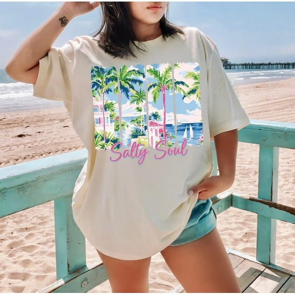 Summer Salty Soul Shirt, Preppy Beach Shirt, Beach Vibes Shirt, Aesthetic Summer Shirt, Trendy Summer Shirt, Funny Sarcastic Shirt