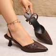 thumbnail image 1 of Summer Sandals For Women Dressy Casual Solid Color Pointed Toe Heels Versatile High Heels Shoes Summer Slippers Brown∣ Size 9, 1 of 9
