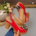 thumbnail image 1 of Summer Sandals For Women Dressy Casual Summer Solid Color Fish Mouth Head Style High Heels Sandals For Women Red∣ Size 9, 1 of 9
