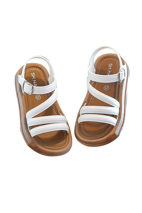 Summer Sandals Girls Sandals Fashion Summer Flat Sandals Open Toe Cute Casual Outdoor Comfortable Lightweight Breathable for Kids Toddler Youth Size:11.5-12 Years