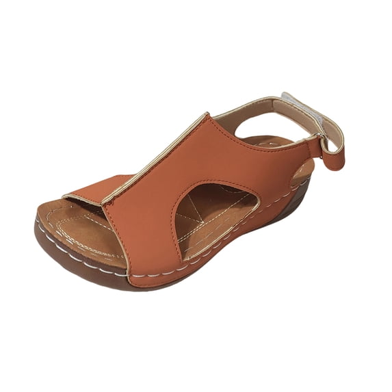 Summer Sandals for Women 2026 Wide Width Wedge Sandals Orthopedic Arch Support Comfortable Casual Summer Slip on Flat Slippers Plus Size Open Toe Platform Beach Vacation Dressy Slingback Wedges, 43