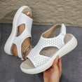 thumbnail image 1 of Summer Sandals for Women with Arch Support Boho Casual Daily Open Toe Slip-On Wedge Thick Heel Sandals Slippers for Women Beach Vacation Holiday Fashion White 6, 1 of 6