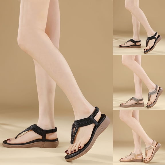 Summer Sandals for Women Flat Heel Peep Toe Slip-on Flip-Flops Fashion Casual Home Holiday Party Vacation Beach Comfortable Lightweight Indoor Outdoor Sandals