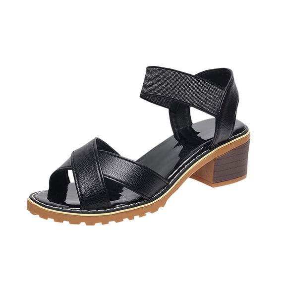 Summer Sandals Women Oofos Slide Women's Fashion Casual Versatile Buckle Strap Foot Breathable Vacation Summer Fashion Trend Thick Heel Beach Sandals Black