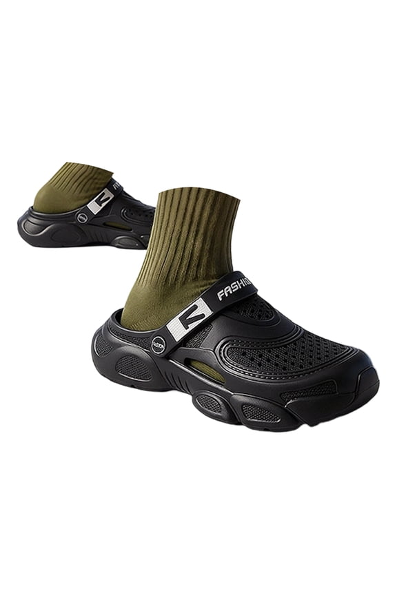 Summer Sandals for Men Women Breathable Summer Cloud Garden Clogs EVA Comfortable Arch Support Slip on Beach Shoes 1-Black Size 8