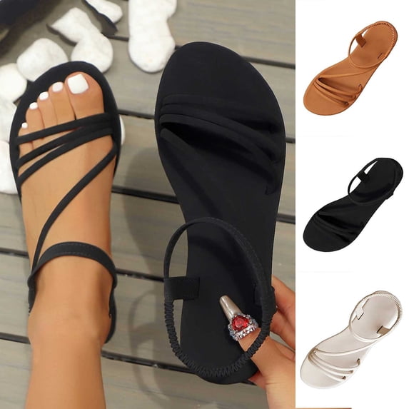 Summer Sandals for Women Casual Fashion Casual Solid Colors Spring And Summer Fish Mouth Flat Heel Sandals Women's Beach Sandals
