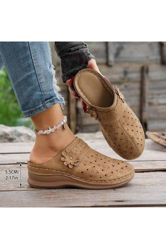 Spring Summer Sandals for Women Wedge Closed Toe Slip-on Casual Shoes Women Fashionable Casual Solid Color Versatile Thick Heel Sandals Outerwear