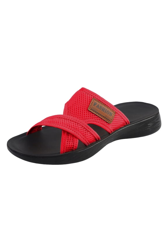 Summer Sandals for Women Wide Toe Box Beach Breathable Slides Comfortable Mesh Slide Sandal Orthopedic Shoes Red Size 6