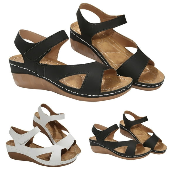 Summer Sandals with Arch Support Women Wedge Open Toe Casual Daily Slipper Casual Summer Shoes Women's Fashion Casual Breathable Thick-Soled Sandals