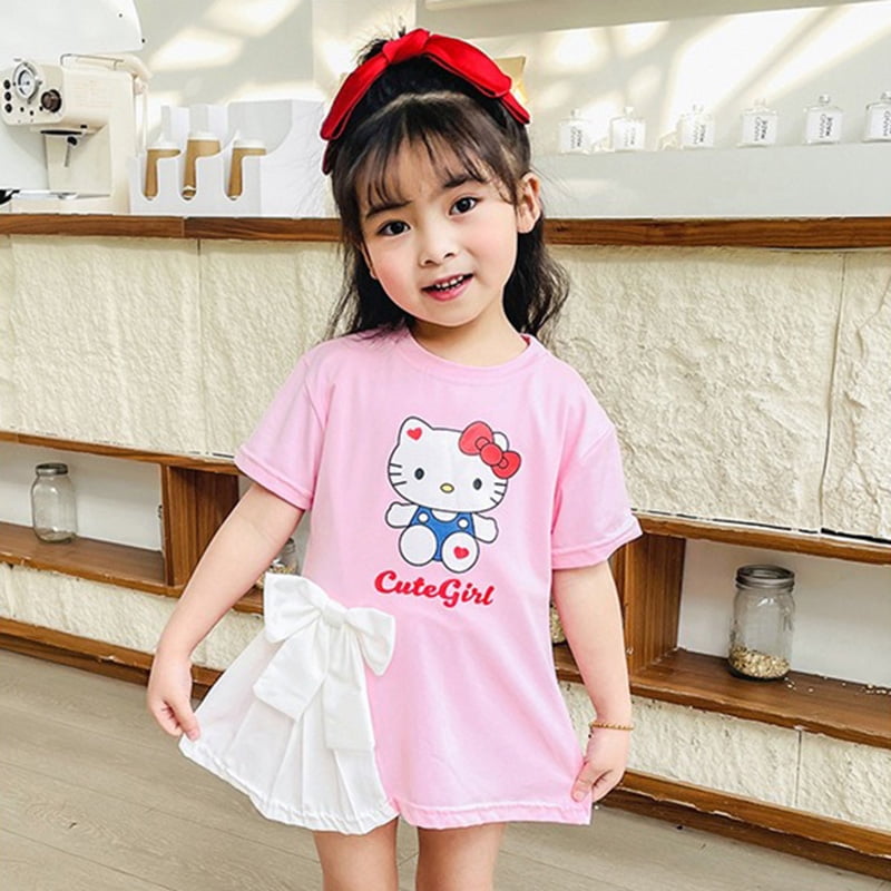 Summer Sanrio Girl Baby Dresses Cinnamoroll Melody Kuromi Bow Dress ...