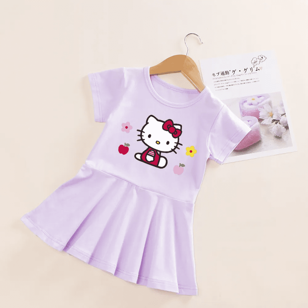 Summer Sanrio Hello Kitty Dress For Baby Girl 2024 New Cute Kid Cartoon ...