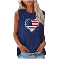 thumbnail image 1 of Summer Saving 4th of July Tank Top for Women Comfy Loose Fit Independence Day Patriotic Graphics Shirts Vest Summer American Flag Heart Print Round Neck Sleeveless Fashion Blouses Navy xxl, 1 of 4