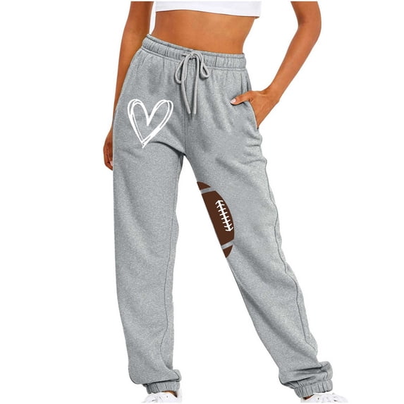 Summer Saving AXXD Gray Capri Pants for Women Fall Winter Halloween Fitness Sport Relaxed Loose Printing Elastic Waist Long Pant with Pocket Valentine's Day