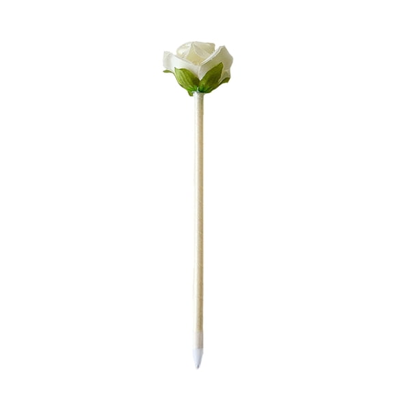 Summer Saving!Back_to_School Saving!School_Supplies!Under $1 dollars!Ballpoint Pens, Simulation Flower Ballpoint Pen y Gift Pen Festal Event Prop Pen Creatives Rose Shaped Pen 1ml, White