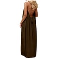 thumbnail image 1 of CALAFEBILA Maxi Dresses for Women Summer Sleeveless Tank Party Womens Sundresses Solid Crew Neck Casual Backless Full Length Dresses, 1 of 5